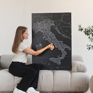 Cartina Italia Dettagliata, Mappa Italia Sughero con Puntine, Carta Geografica Murale, Cartina Fisica dell Italia, Mappa Viaggi Fatti