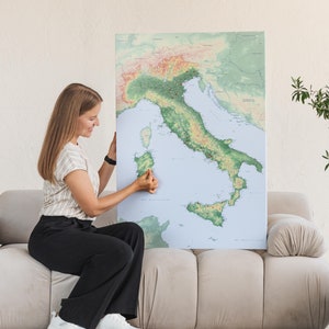 Pinnable Italien Karte Wand Kunst Leinwand, Reise-Tracker mit Regionen und Städten, Pinnable Italien, um besuchte Orte zu verfolgen, Italien Jahrestagsgeschenk
