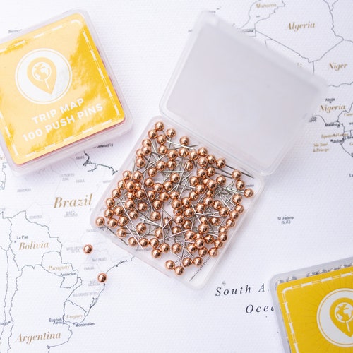 Map Push Pins Gold Round Head Tacks With Stainless Point Etsy UK