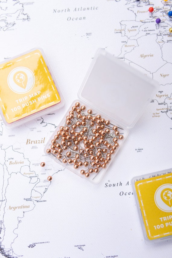 Map Push Pins Rose Gold Round Head Tacks With Stainless Point