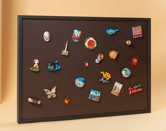 Magnetic Board for Souvenir Magnets, Framed Decorative Travel Magnet Display Canvas