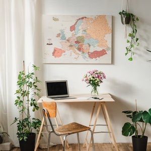 Push Pin Europe Map With Pins - Large Canvas Travel Pin Board ...