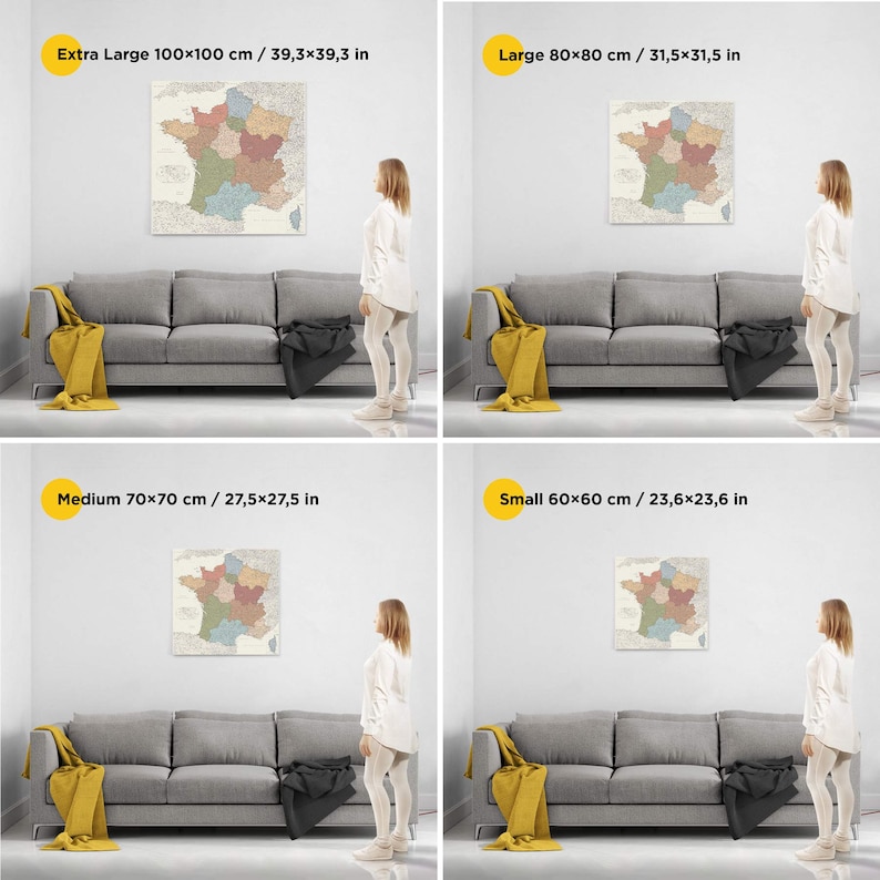 france travel map colorful, personalized france travel map, detailed map of france with cities and town, framed poster france, travel decor ideas, large france map with pins, france wall art, push pin france map to mark places visited