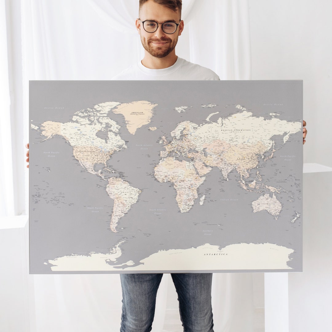 Push Pin Map of the World, Travel Pin Board to Mark Places I