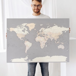 Push Pin Map of the World, Travel Pin Board to Mark Places I've Been, Pinnable Visited Countries Tracker, Large Detailed Map for Pinning