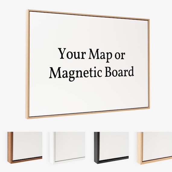 Floating Frame for Push Pin Travel Map - 4 Colors: Light Wood, Dark Wood, Black, White