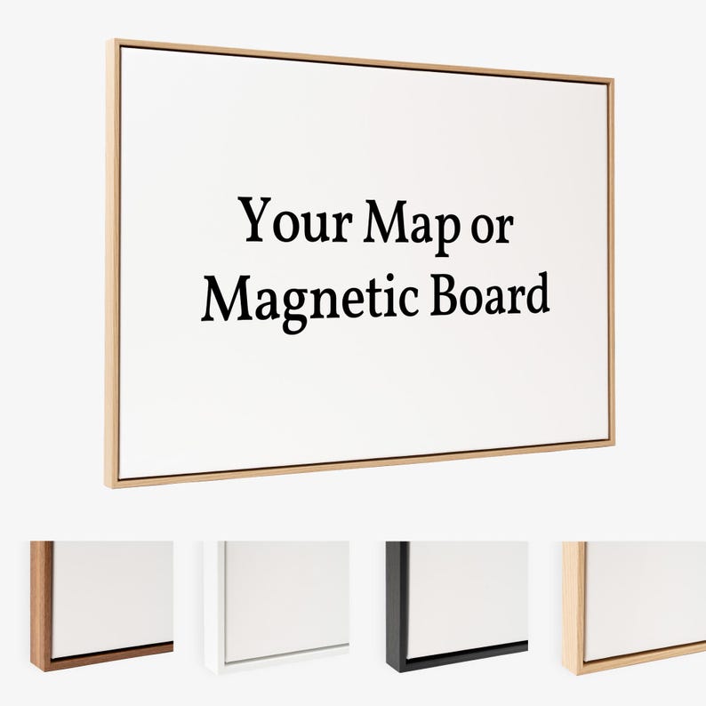 Floating Frame for Push Pin Travel Map - 4 Colors: Light Wood, Dark Wood, Black, White image 1