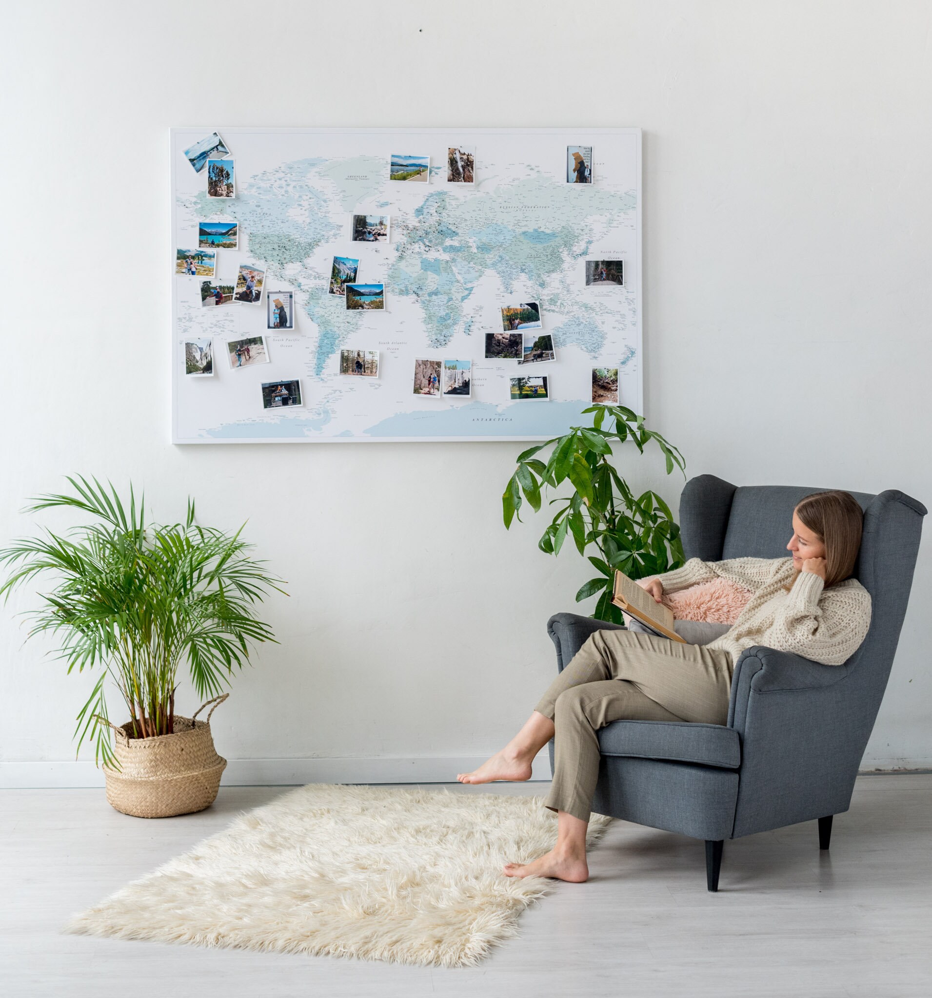 Large Push Pin World Map, Detailed Travel Map Pin Board, Mark and Show ...