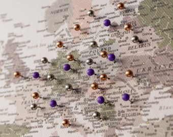 Canvas World Map Push Pin, Beautiful Places I've Been Wall Art, Detailed Personalized Travel Tracker Pinboard, Best Gift for Travelers