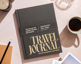 Travel Journal with Prompts, Memory Notebook Gift for Couple, Travelers Prompted Diary Book, Keepsake Photo Album | 16 Trips - 208 pages