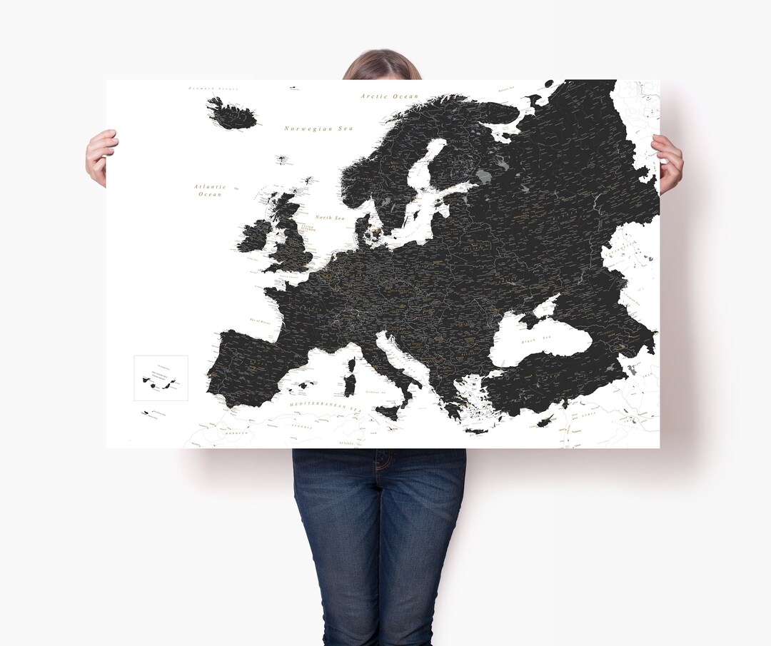 Europe Political Map Black and White - Travel Map of Europe With Cities ...