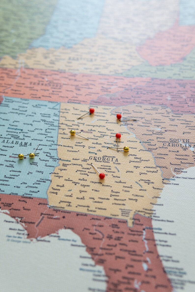 Large Push Pin USA Map Detailed Map Pin Board With National Etsy