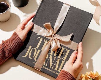 Best Gift for Travel Lovers, Present for Traveling Couples, Unique Gifts for World Travelers, Luxury Journal with Prompts, Diary | 16 Trips