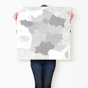 Minimal France Map Poster, Detailed Print with Departments, Regions, Corsica & Overseas Territories, Large Wall Decor, France Lovers Present