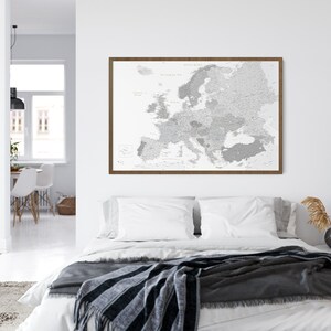 Large Grey Europe Map Canvas Print - High Detailed Accurate Europe Map ...