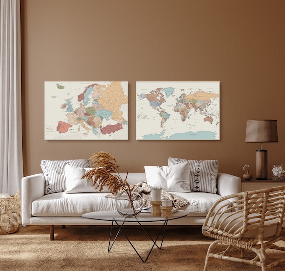 Carte du monde avec punaises - Deco murale avec 100 punaises