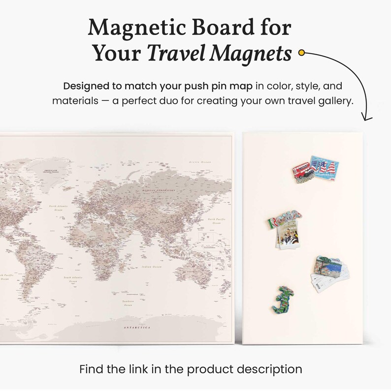 Push Pin World Map Detailed - Travel Pin Board - Places I've Been Map - Detailed World Wall Map with Pins to Mark Travels - Cork Board Map imagen 15