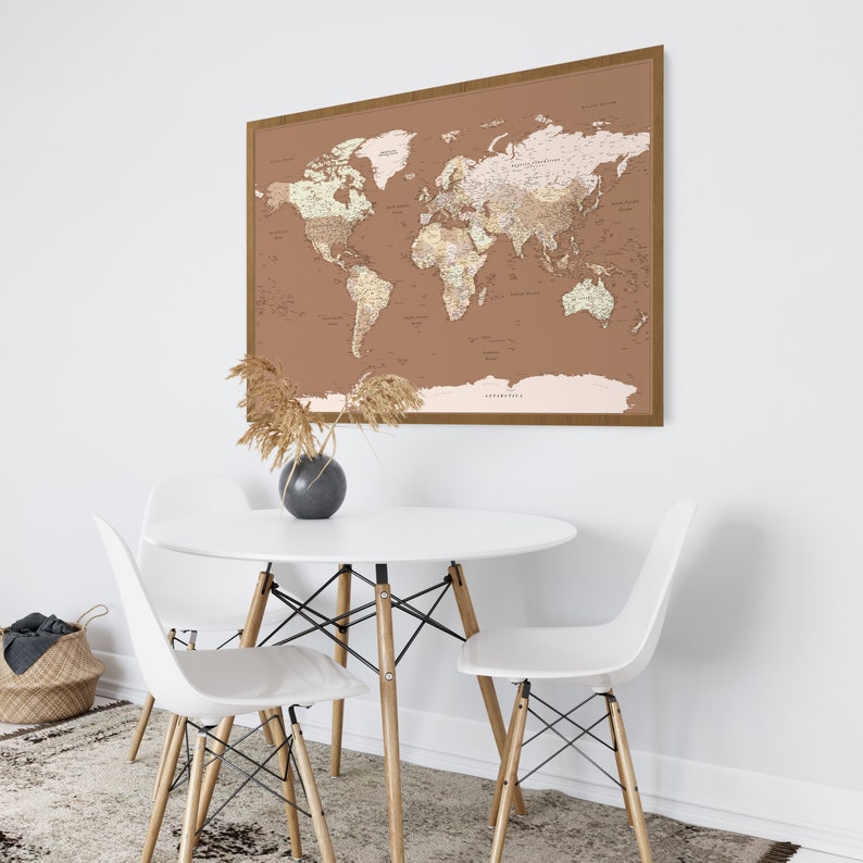 Personalized Couples World Map Poster Map and Pins for - Etsy