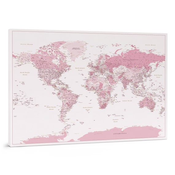 World Map Push Pin Wall Art, Cork World Map Board, Wooden World