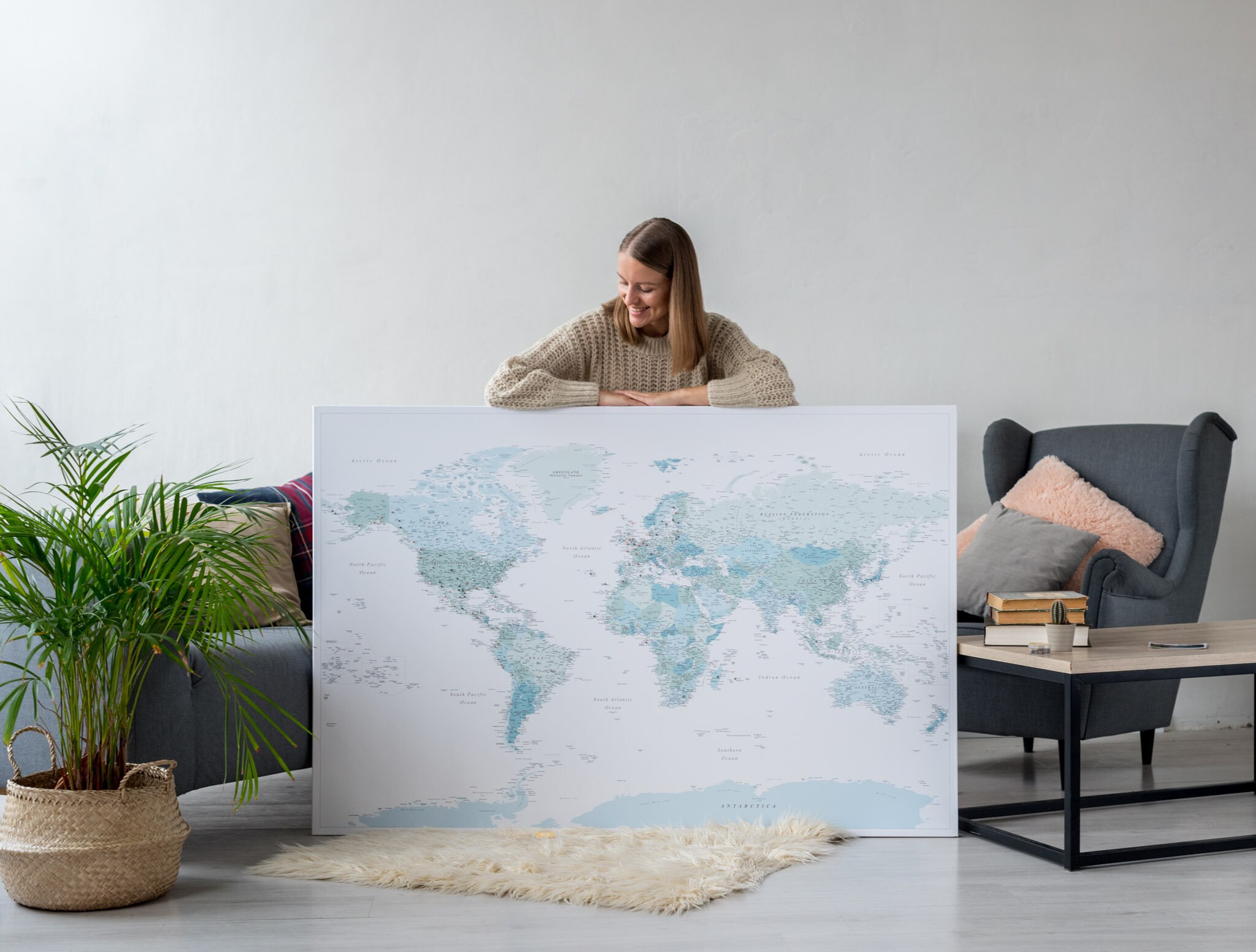 Large Push Pin World Map, Detailed Travel Map Pin Board, Mark and Show ...