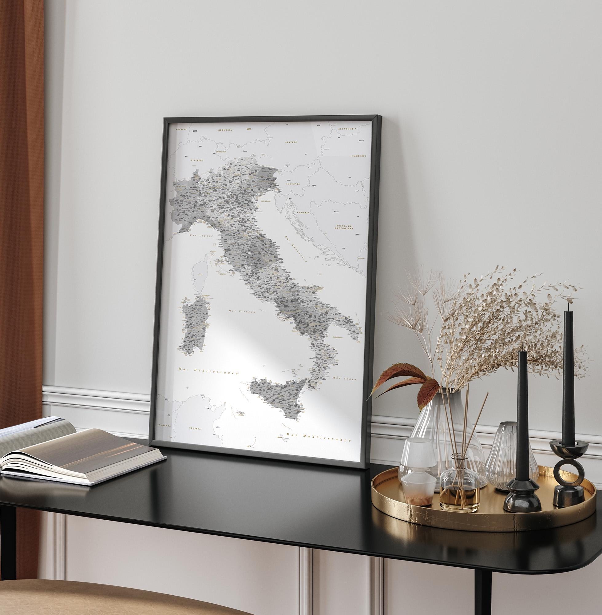 Large Italy Wall Map Poster, Detailed Map With Regions and Cities ...