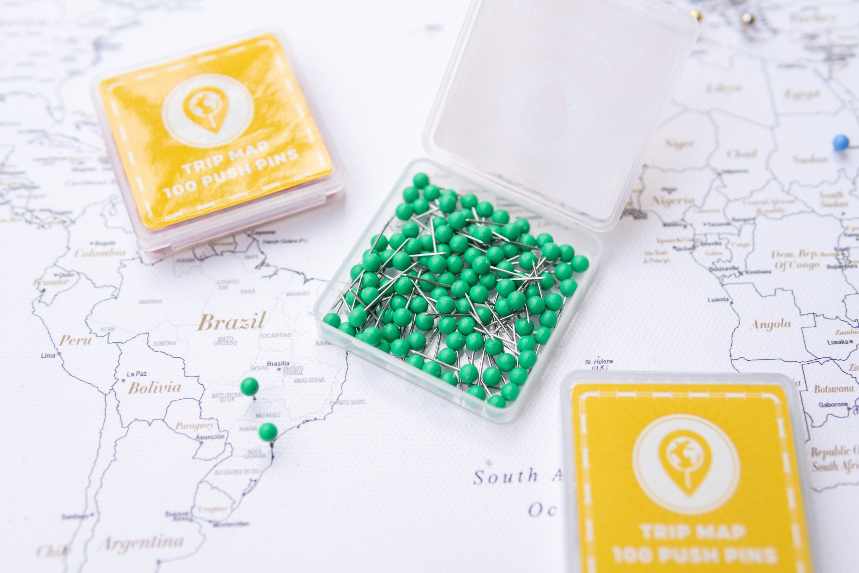 Map Push Pins Light Green - Round Head Tacks With Stainless Point ...