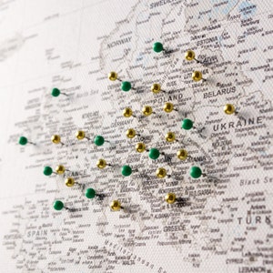 Push Pin Travel World Map, Detailed Pin Board Canvas to Mark Places You've Been, Pinnable Visited Countries Map, Travel Tracker Wall Art