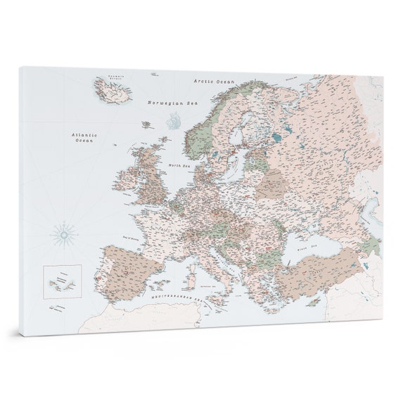 Europe Map Pinboard Quality Framed Cork Board With Pins Ready To Hang 