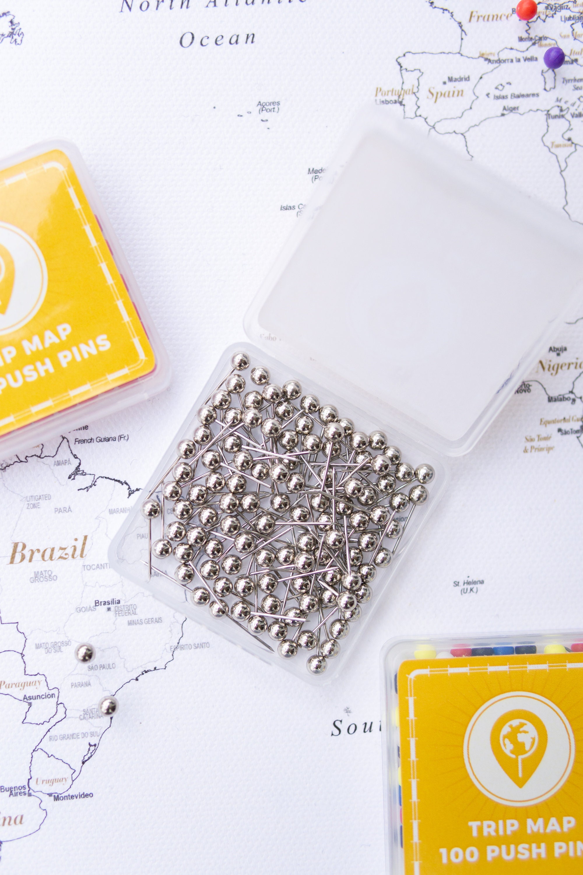 Map Pin Silver Map Push Pins Silver Round Head Tacks With Stainless Point - Etsy
