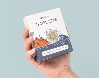 Travel Gift for Friends, Conversation Starter Cards, 140 Questions, Present for People Who Like to Travel, Great for RV, Camper Travelers