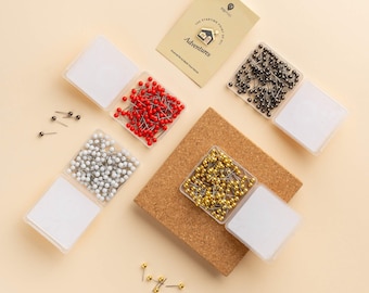 Map Push Pin Bundle: 100 Gold, 100 Black Gold, 100 Red, 100 White, 1 Home | Pins to Mark Places Visited on Travel Map