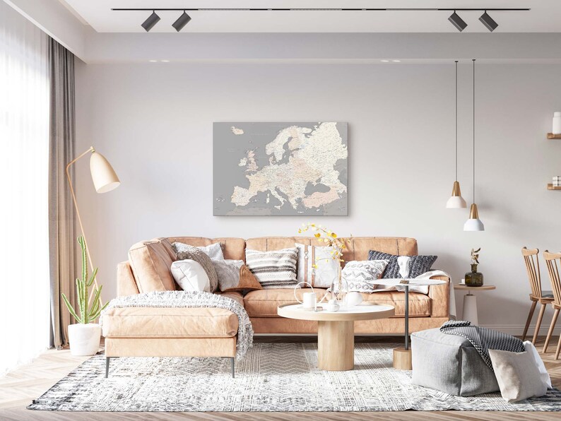 Push Pin Europe Map CANVAS - Detailed Europe Pin Board Map - Large ...