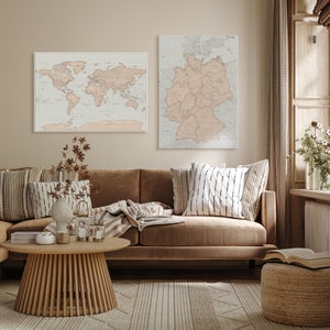 Juego de mapas personalizados del mundo y Alemania con chinchetas, tablero con detalles de lugares que has visitado para marcar las ciudades, rastreador de viajes de lona, 100 x 70 cm