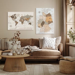 Mapa de pared de Alemania y el mundo, mapa de pared con chinchetas para marcar viajes, tablero de anuncios con los lugares que has visitado, 100 x 70 cm
