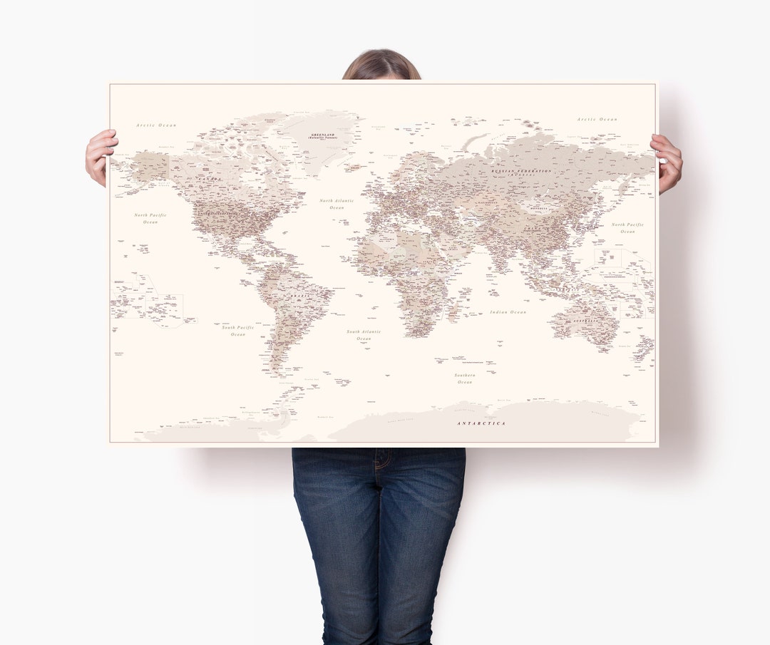 Detailed Accurate World Map Poster Personalized Travel Map - Etsy