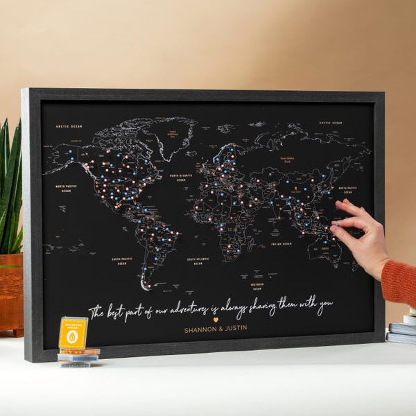 World Travel Map to Mark Places Visited With Frame - Etsy