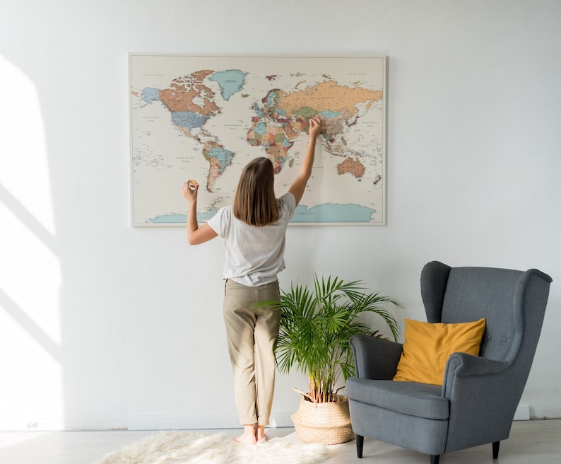 Places You've Been World Map Large Detailed Push Pin Etsy
