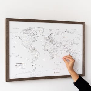 Push Pin Mini World Travel Map Canvas, Framed Small Pin Board to Mark ...