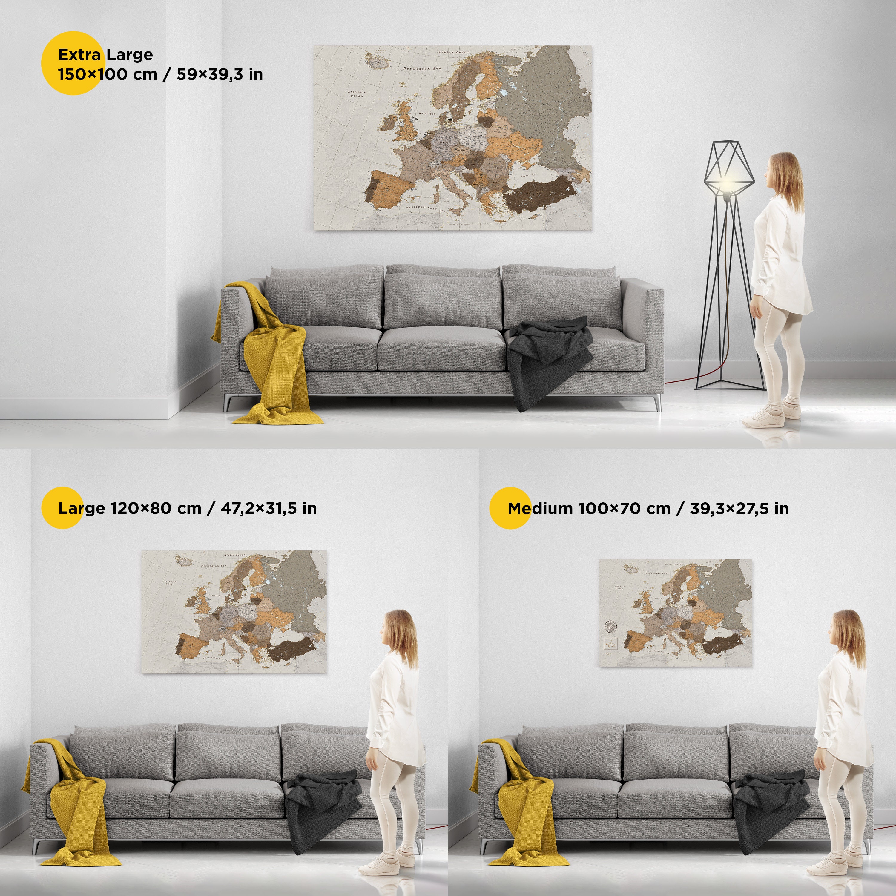 Push Pin Europe Map, Personalized Canvas Travel Pin Board, Large ...