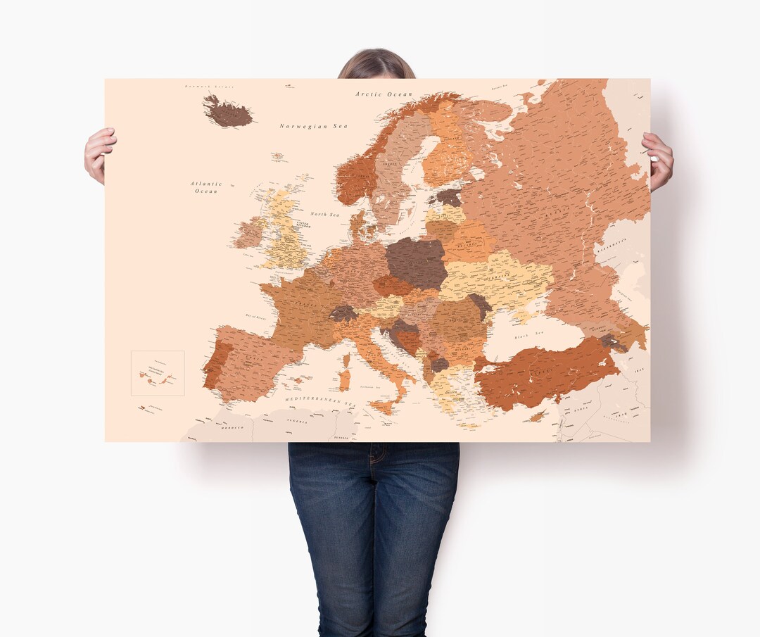 Detailed Europe Trip Map Political Map Poster of Europe Continent Large