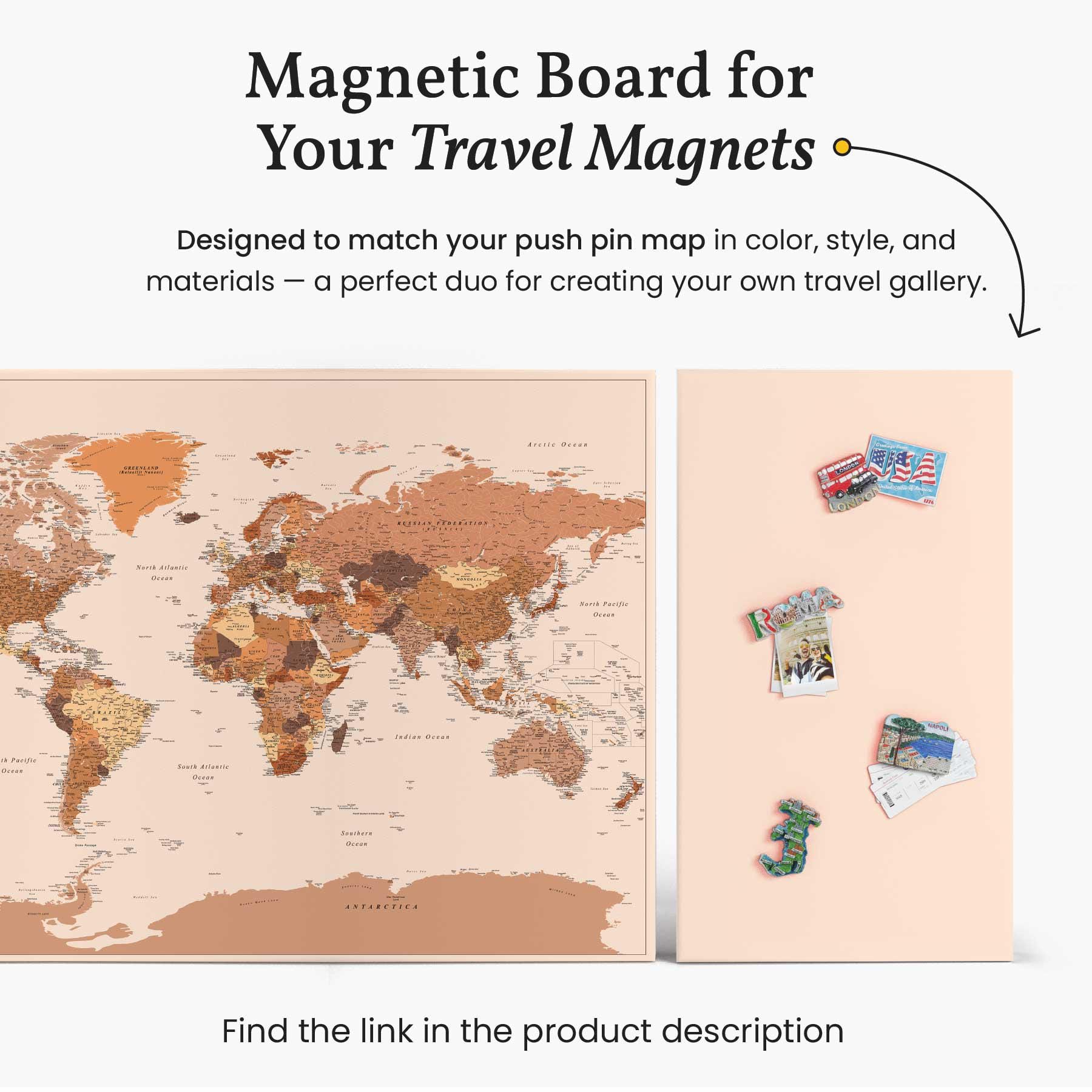 Personalized Push Pin World Travel Map - High Detailed Map Canvas