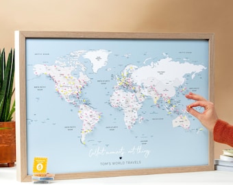 Unique Retirement Gift for Travelers, Personalized Push Pin World Map to Track Places Visited, Gift for Retired Parents Who Love to Travel