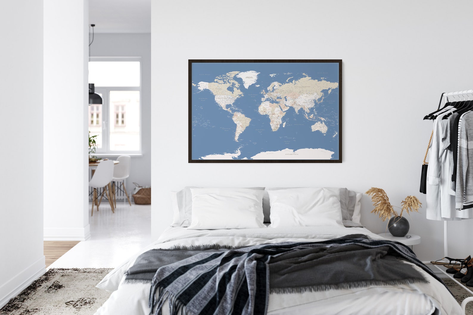 Accurate World Map Poster Blue Big Wall Map Print Detailed - Etsy