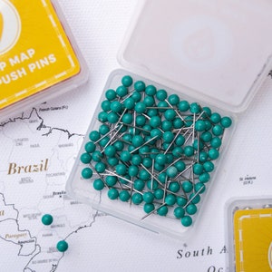 Map Pins Pins Dunkelgrün - Runde Kopf Reißnägel mit Edelstahl Spitze - Matte Oberfläche - Marking Pins - 100 Stück