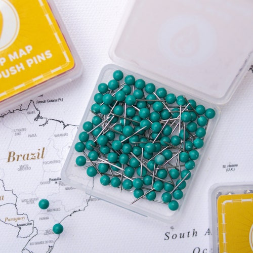 Map Push Pins Dark Green Round Head Tacks With Stainless Etsy