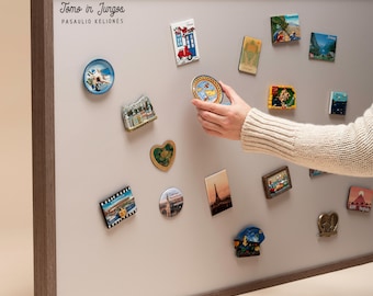 Magnet Board for Travel Magnets, Souvenir Magnet Display for Wall, Aesthetic Personalized Magnetic  Collection Board, Large Linen Frame