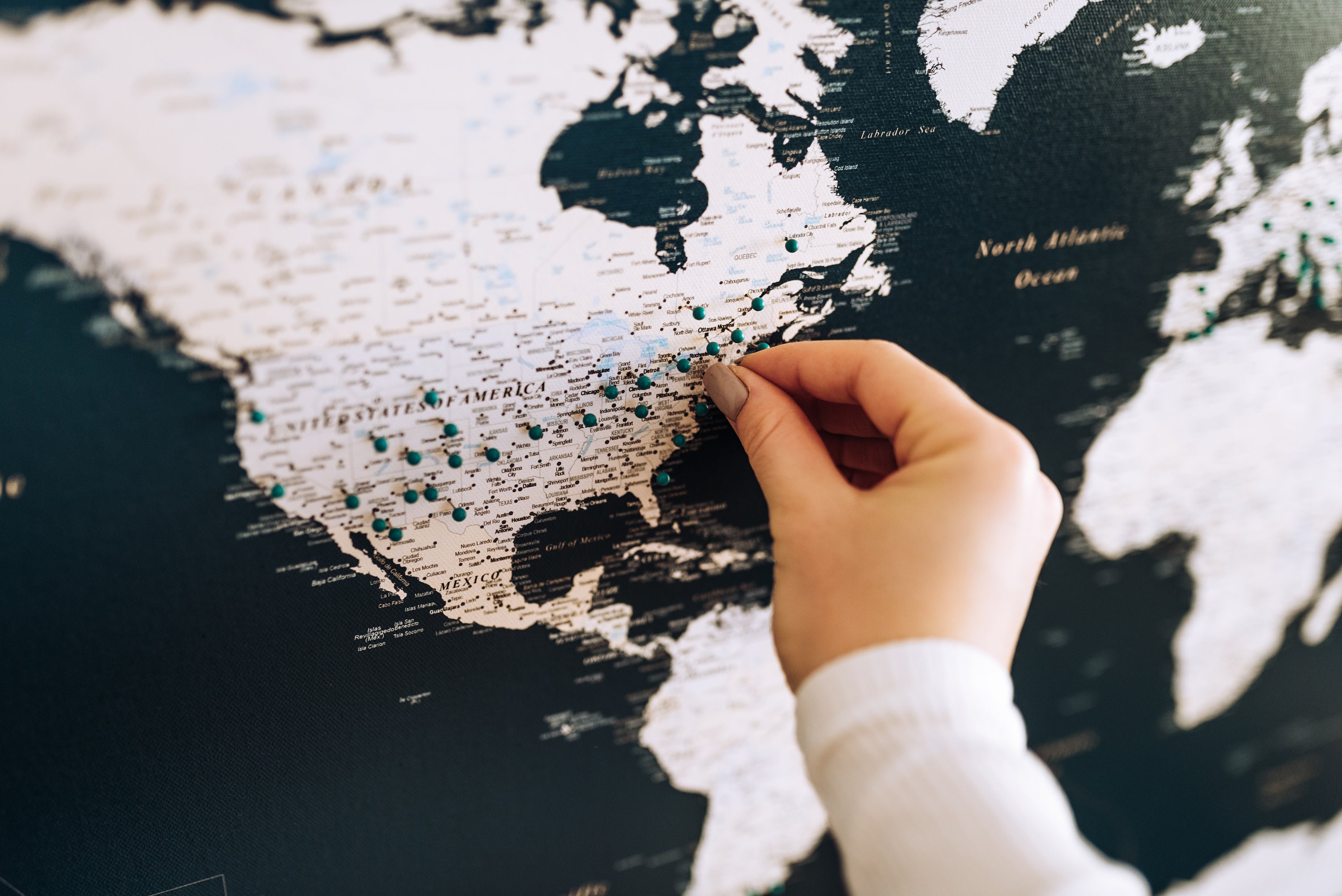 Greem Map Pin Dark Green World Map Pin Board With Push Pins - Personalized Push Pin ...