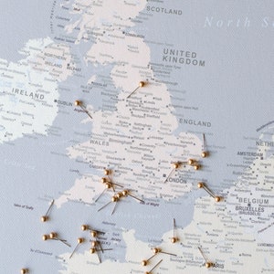 Push Pin Europe Map CANVAS - Detailed Europe Pin Board Map - Large ...