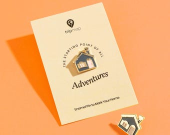 House Pin for Push Pin Map: Enamel Pin to Mark Your Home on a Trip Map, Minimal Design | Golden Gray and Beige Finish | Size 1.5x1.5 cm