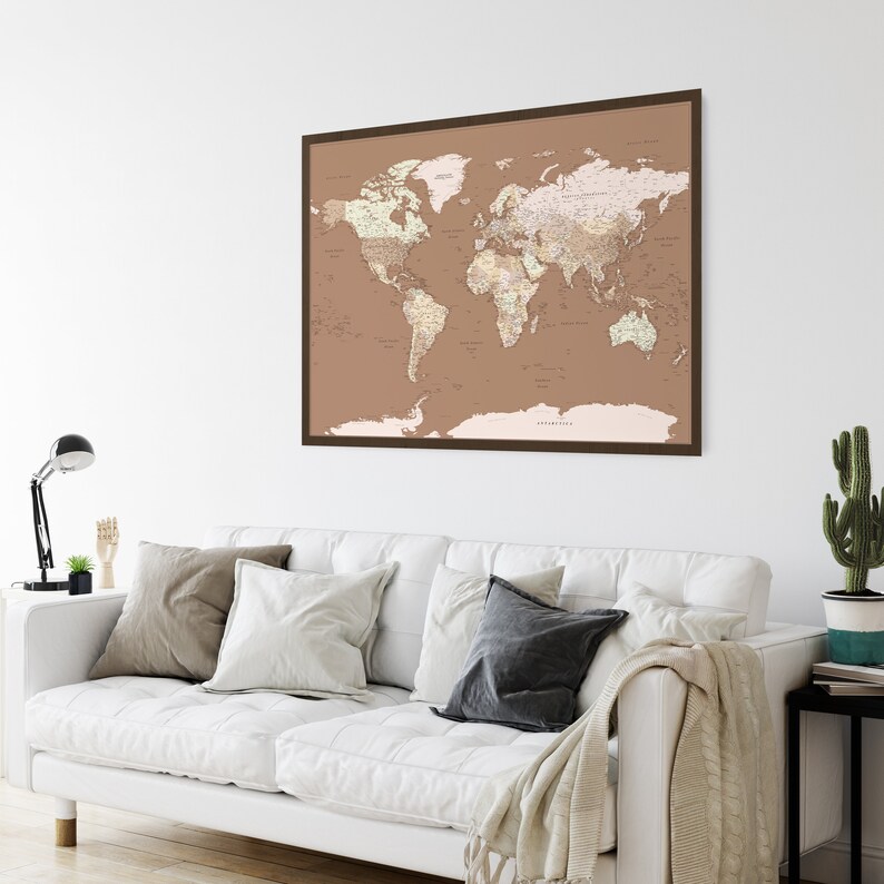 Personalized Couples World Map Poster Map and Pins for - Etsy